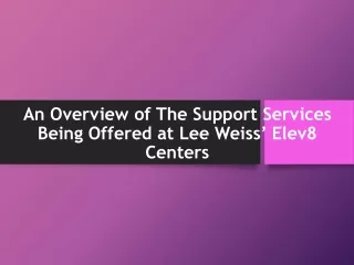 an overview of the support services being offered at lee weiss elev8 centers