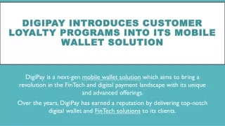 digipay introduces customer loyalty programs into its mobile wallet solution