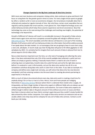 changes expected in the big data landscape data