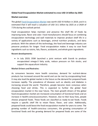global food encapsulation market estimated