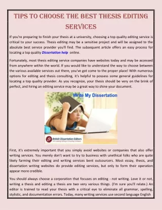 tips to choose the best thesis editing services