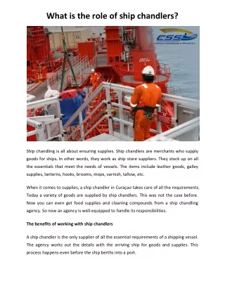 what is the role of ship chandlers