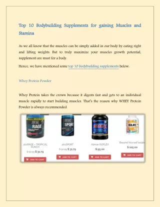 top 10 bodybuilding supplements stamina