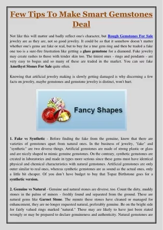 few tips to make smart gemstones deal not like