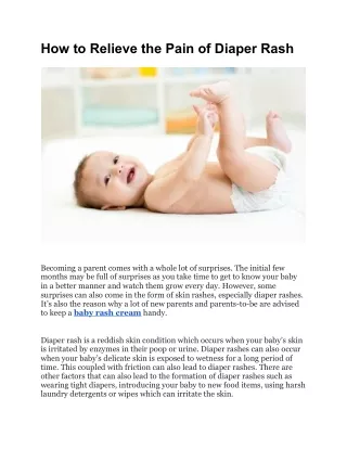 How to Relieve the Pain of Diaper Rash