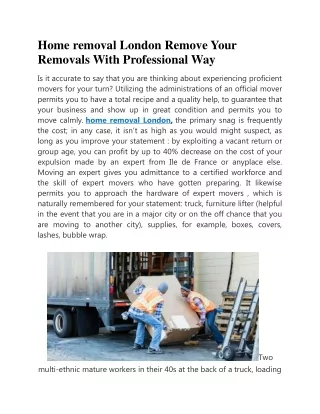 home removal london remove your removals with