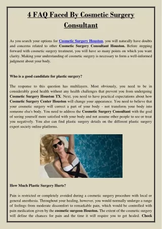 4 faq faced by cosmetic surgery consultant