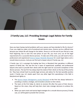 Z Family Law, LLC: Providing Strategic Legal Advice for Family Issues