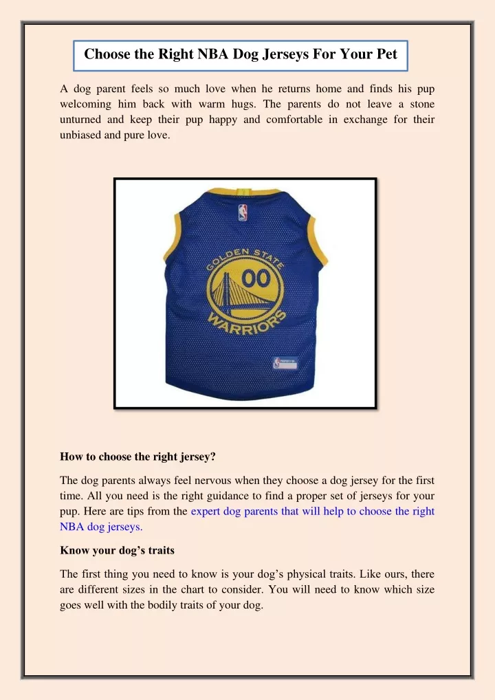 choose the right nba dog jerseys for your pet