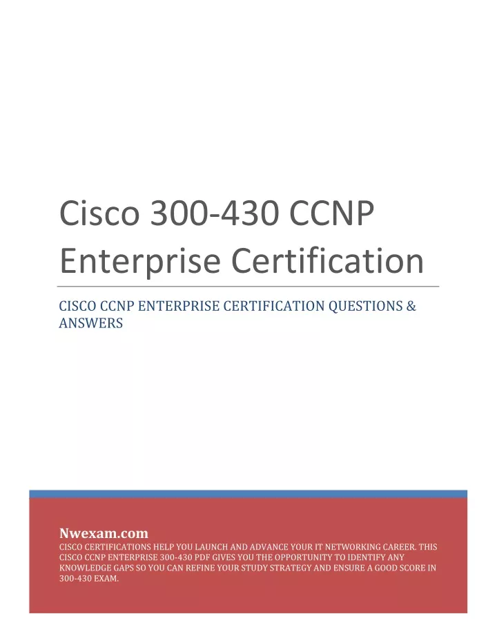 cisco 300 430 ccnp enterprise certification