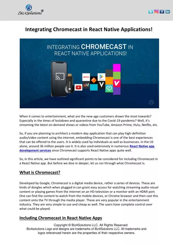 integrating chromecast in react native