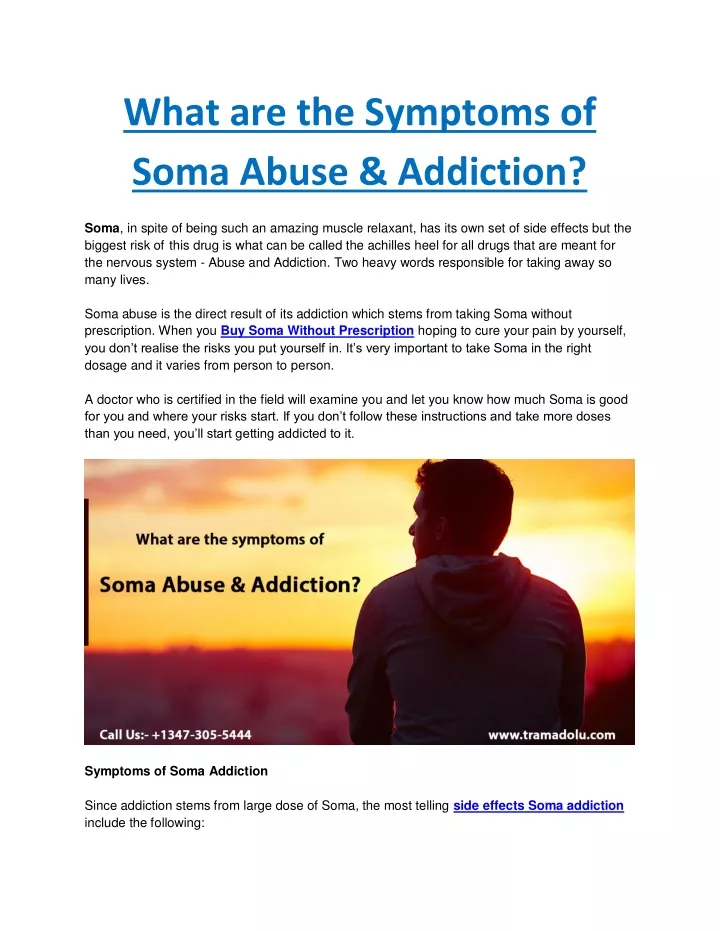 what are the symptoms of soma abuse addiction