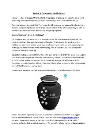 losing a pet around the holidays