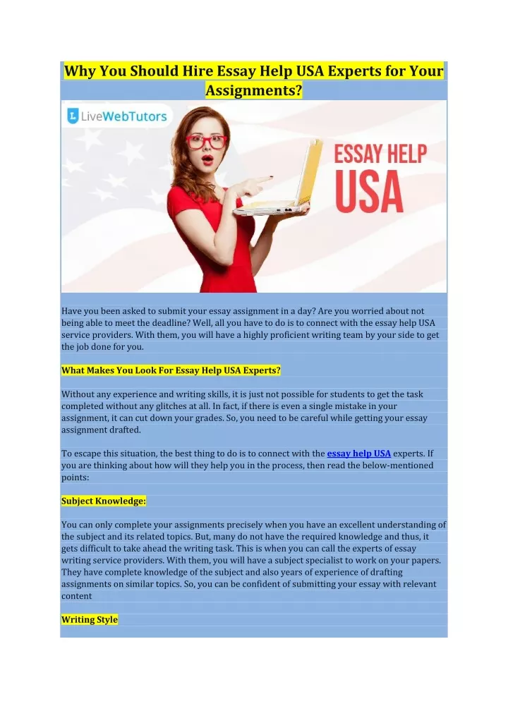 why you should hire essay help usa experts