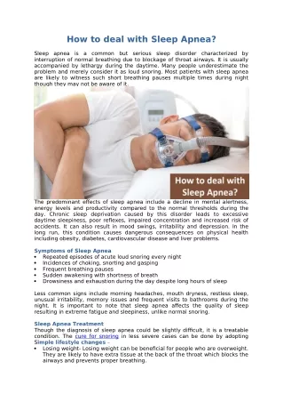 how to deal with sleep apnea