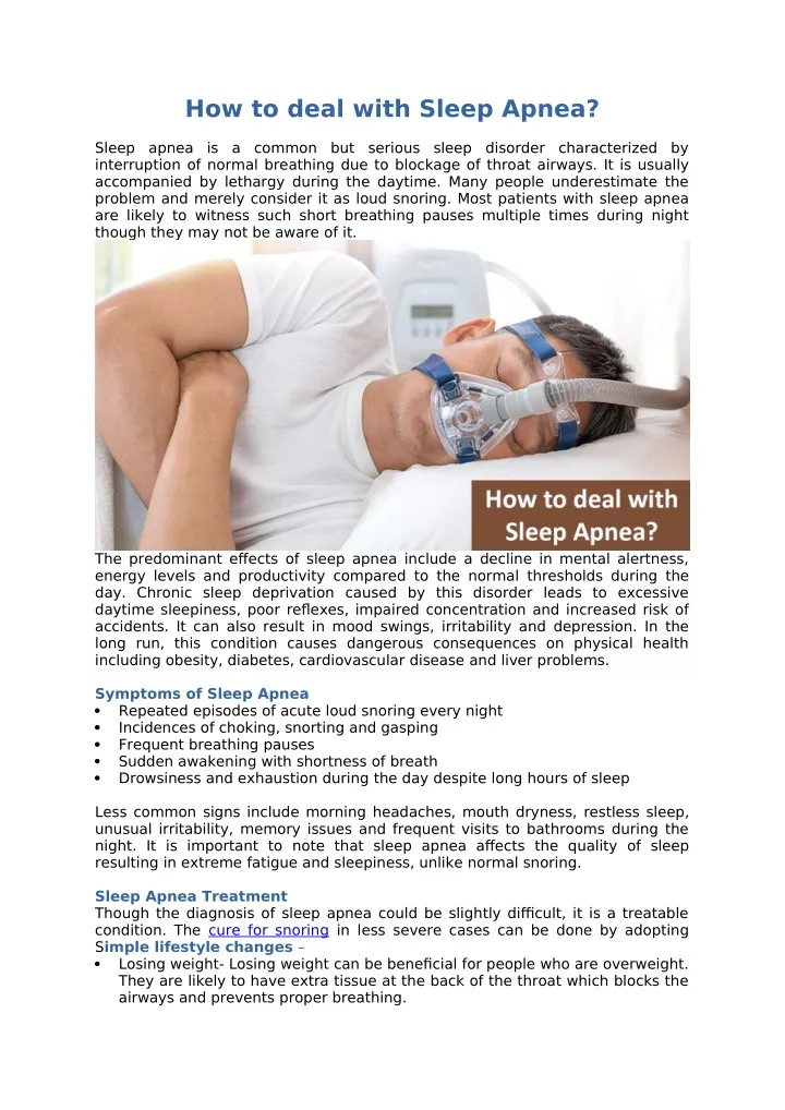 how to deal with sleep apnea