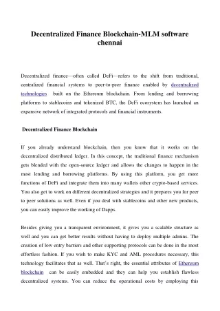 decentralized finance blockchain mlm software