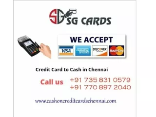 CASH ON CREDIT CARD | Spot Cash Against Credit Card in Chennai