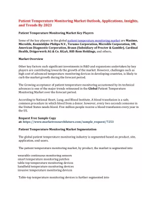 patient temperature monitoring market outlook