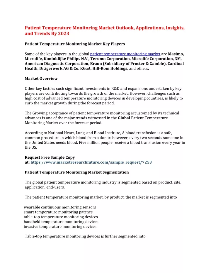 patient temperature monitoring market outlook