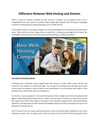 difference between web hosting and domain