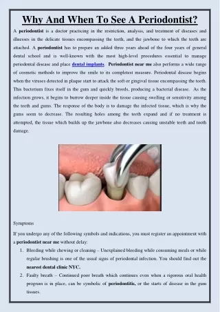 why and when to see a periodontist