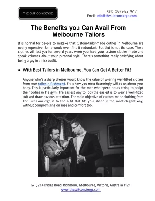 call 03 9429 7617 email info@thesuitconcierge com