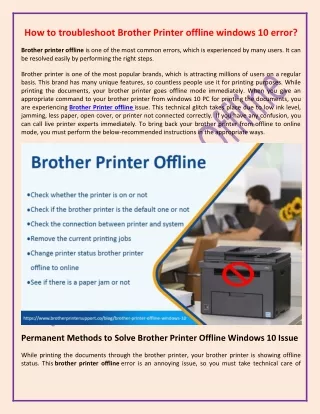 How to troubleshoot Brother Printer offline windows 10 error?