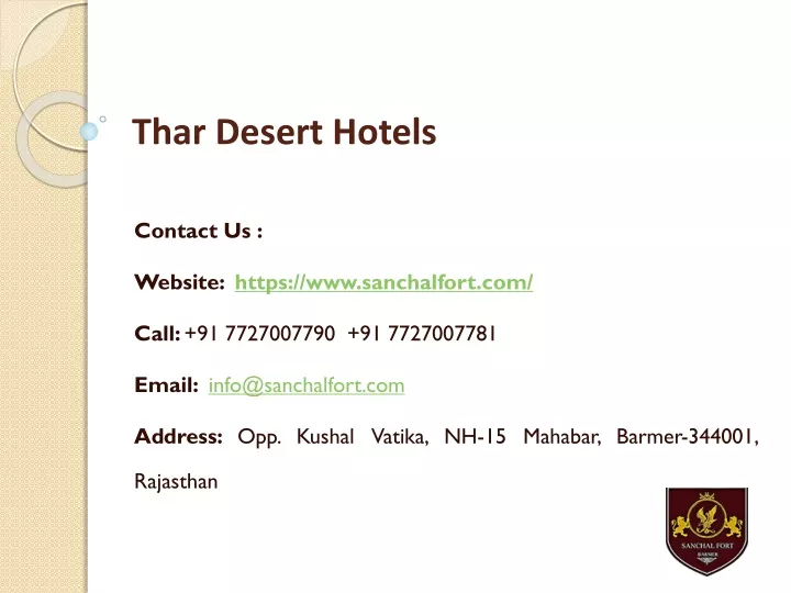 thar desert hotels