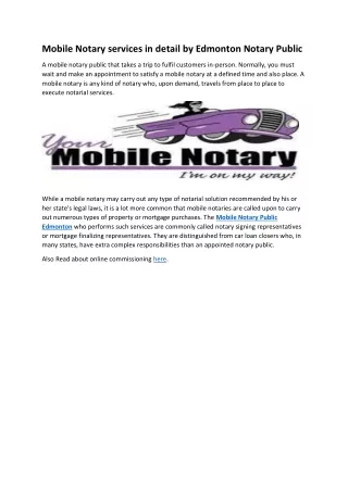 Mobile Notary services in detail by Edmonton Notary Public