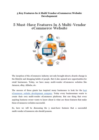 5 key features in a multi vendor ecommerce