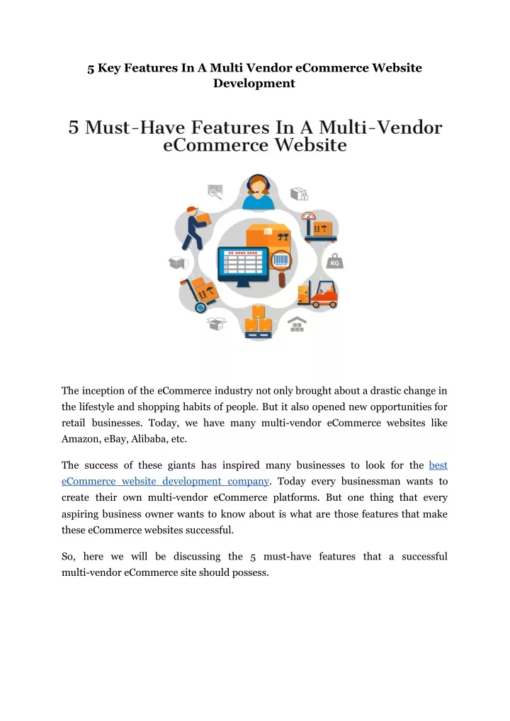 5 key features in a multi vendor ecommerce
