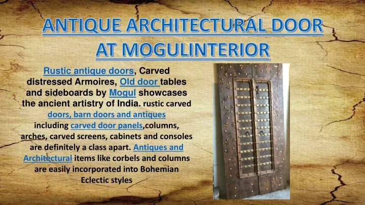 antique architectural door at mogulinterior