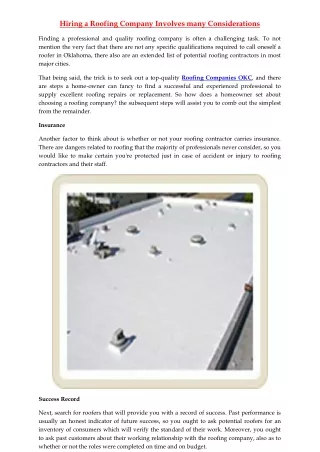 hiring a roofing company involves many