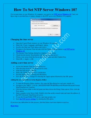 how to set ntp server windows 10