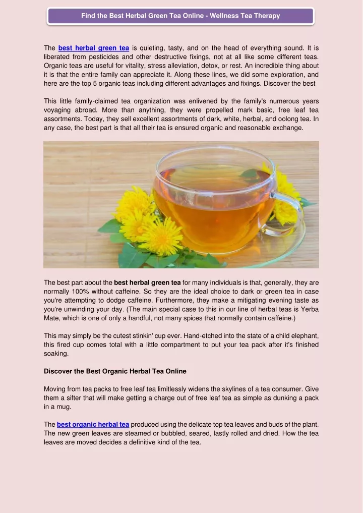 find the best herbal green tea online wellness