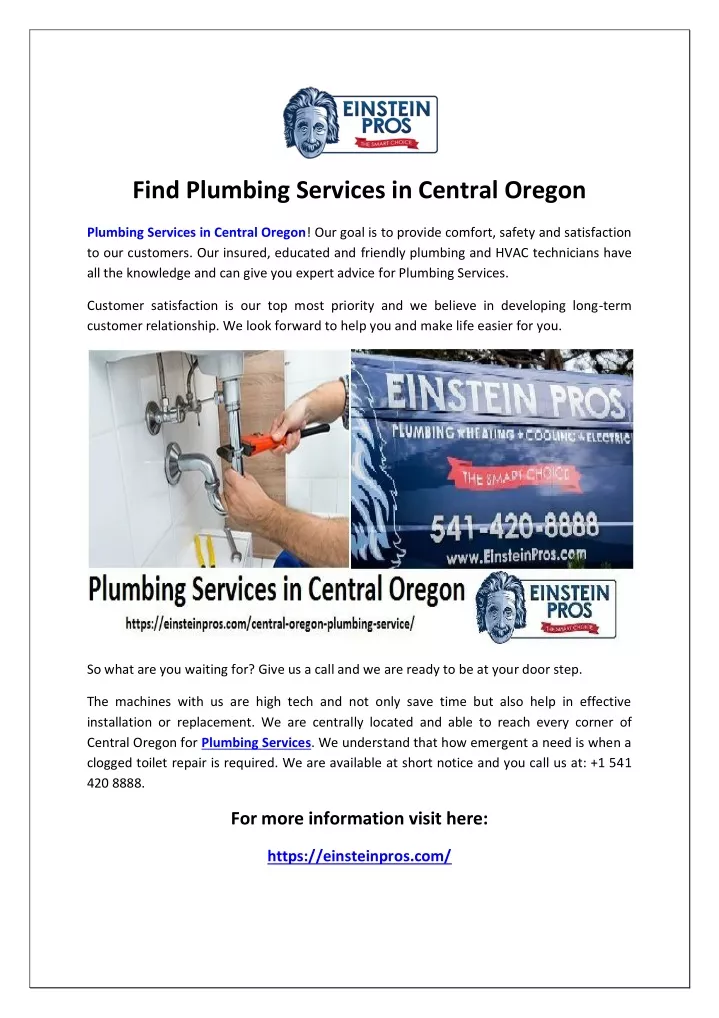 find plumbing services in central oregon