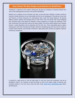 now choose the best design jacob watches