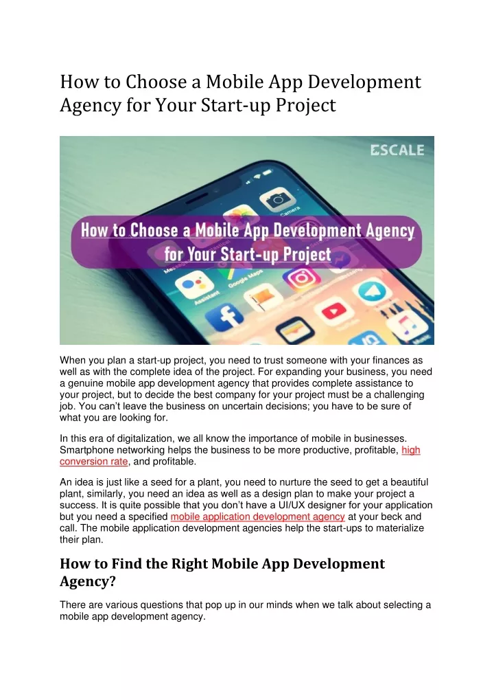 how to choose a mobile app development agency