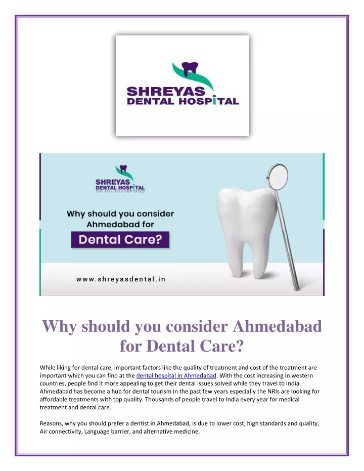 why should you consider ahmedabad for dental care