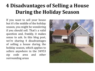 4 Disadvantages of Selling a House During the Holiday Season