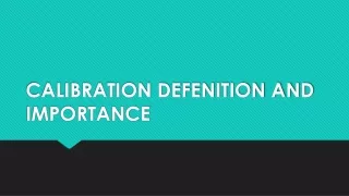 calibration defenition and importance