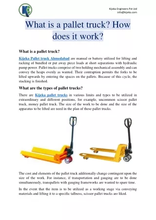 What is a pallet truck? How does it work?