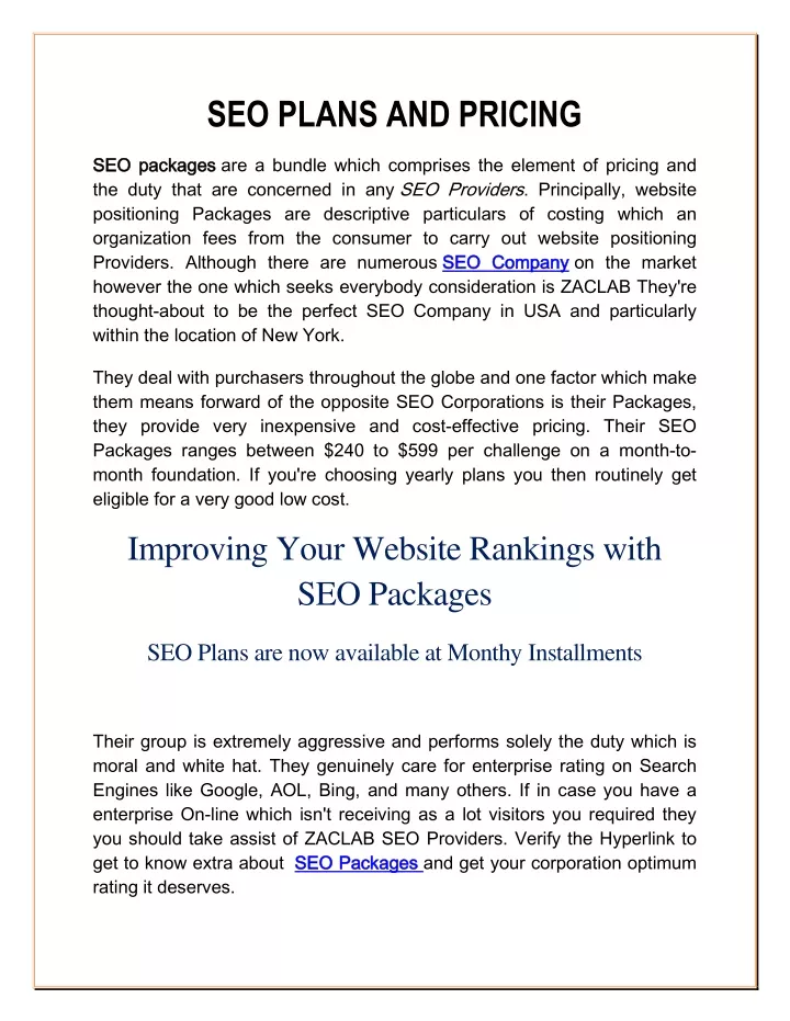 seo plans and pricing