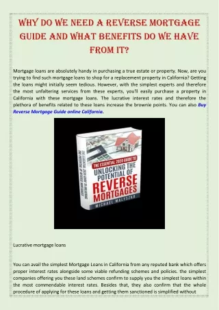 why do we need a reverse mortgage guide and what