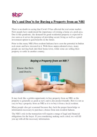 do s and don ts for buying a property from an nri