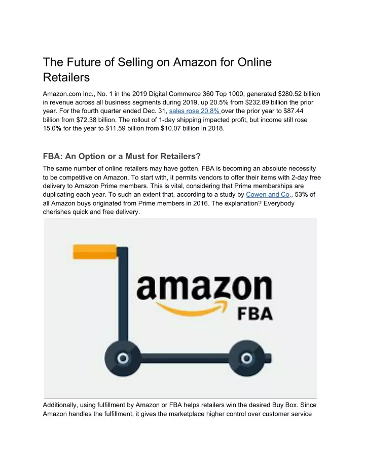 the future of selling on amazon for online