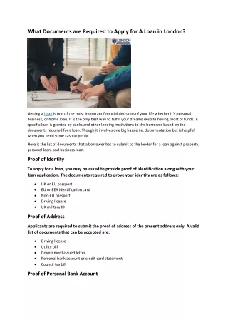 what documents are required to apply for a loan