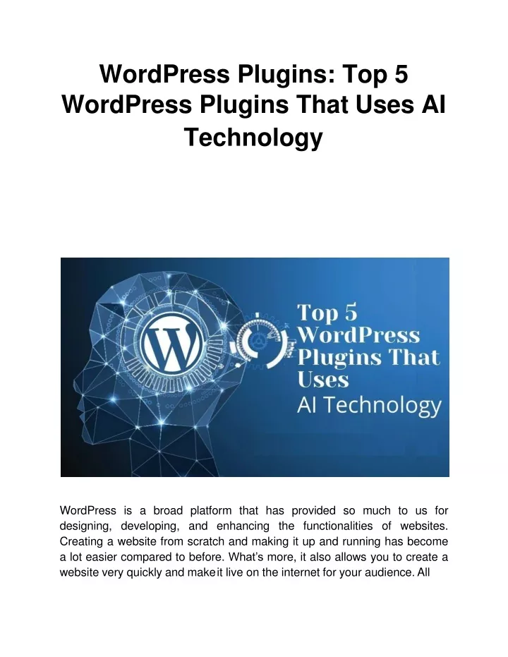 wordpress plugins top 5 wordpress plugins that uses ai technology