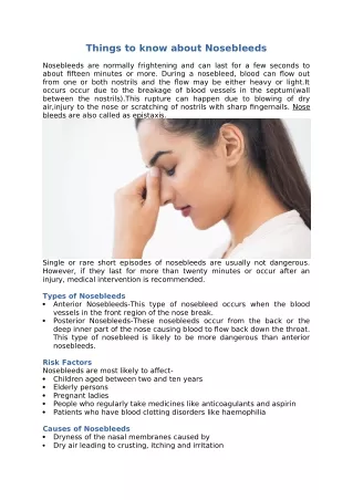 things to know about nosebleeds